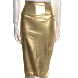 Norma Kamali Gold Foil Straight Skirt, Maxi, M, NWT